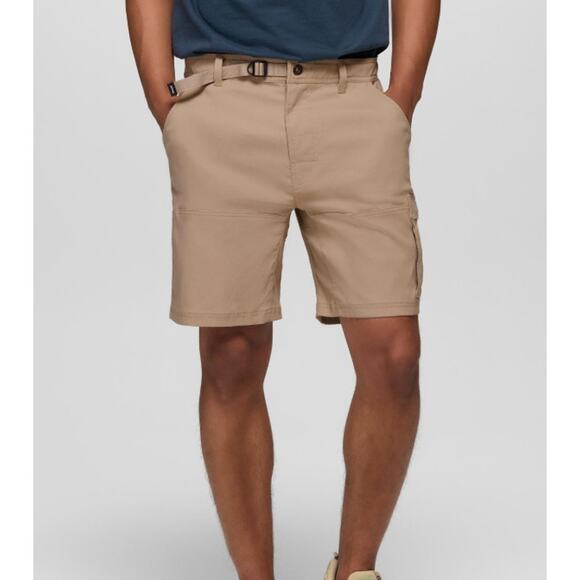 Prana Stretch Zion Cargo Short Mens 38x10 Brown Adjustable Waist UPF 50+ Hiking - Picture 1 of 11